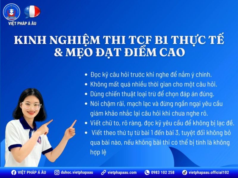 Kinh nghiệm thi TCF B1 tiếng Pháp