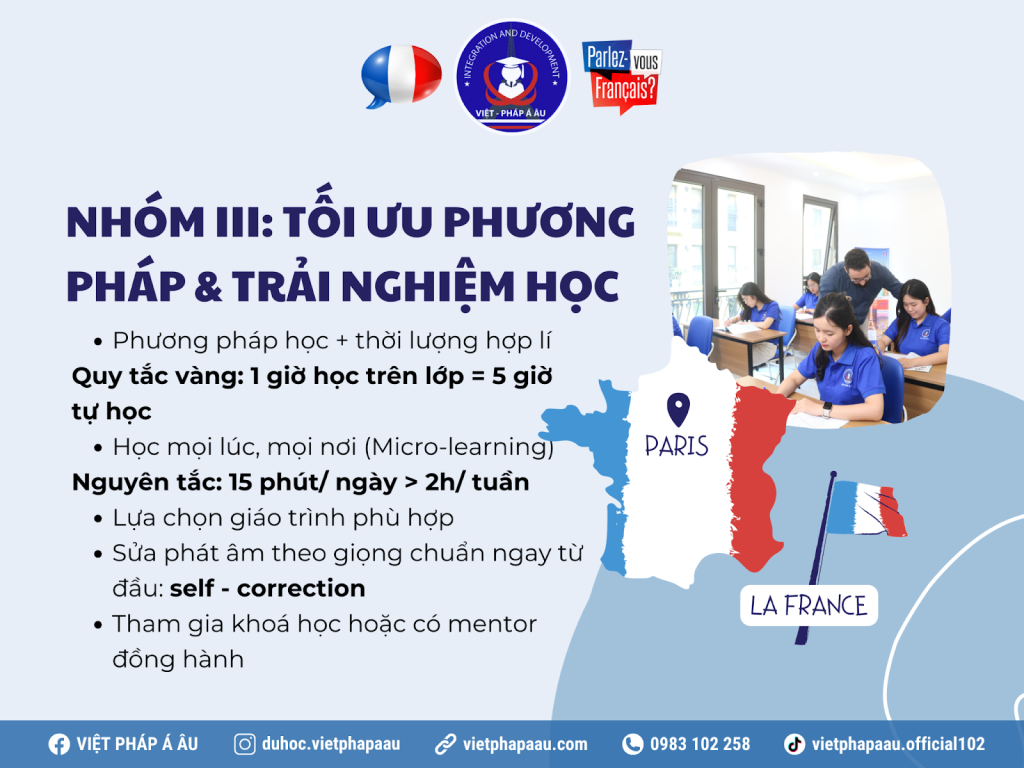 Nhóm 3: Tối ưu phương pháp và trải nghiệm học tiếng Pháp