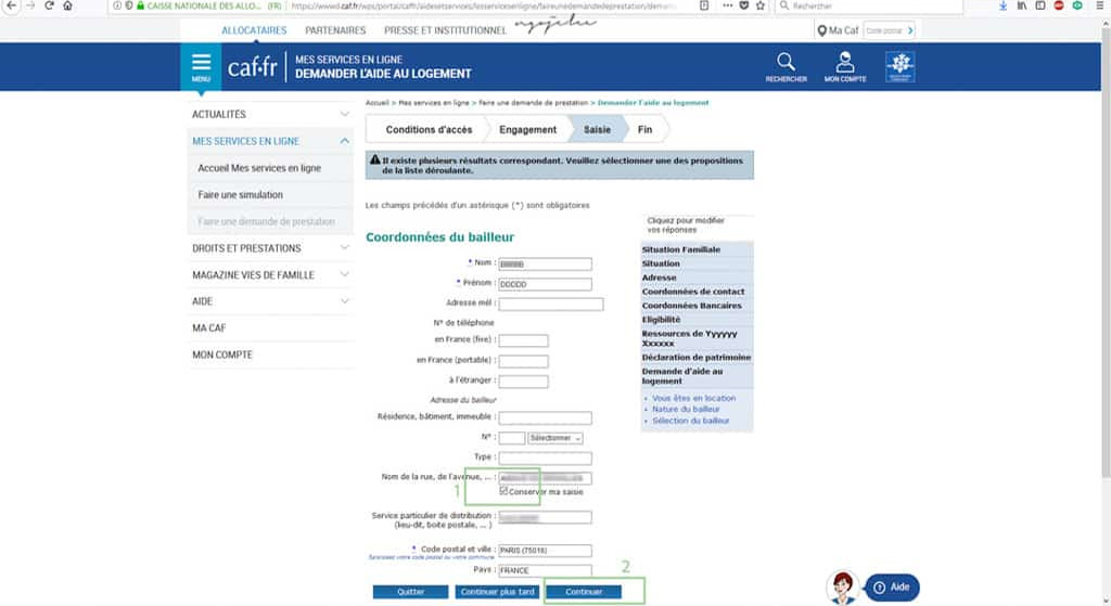 Các bước điền form trên website CAF